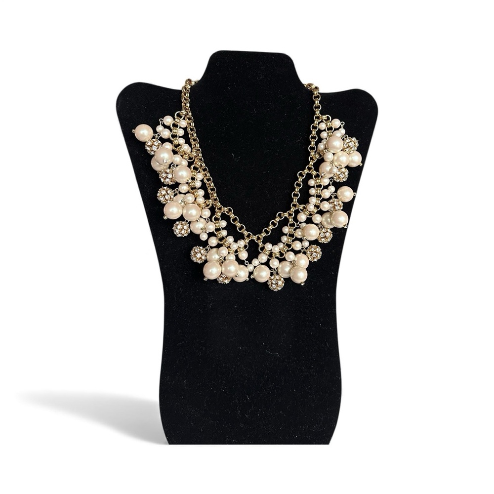 kate spade Faux Pearl and Crystal statement necklace gold tone - Picture 2 of 3